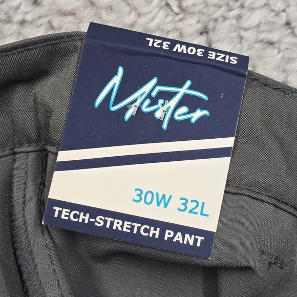 Mister Pants Men 30x32 Gray Technical Chino Stretch Slim Performance Office READ - Picture 7 of 14